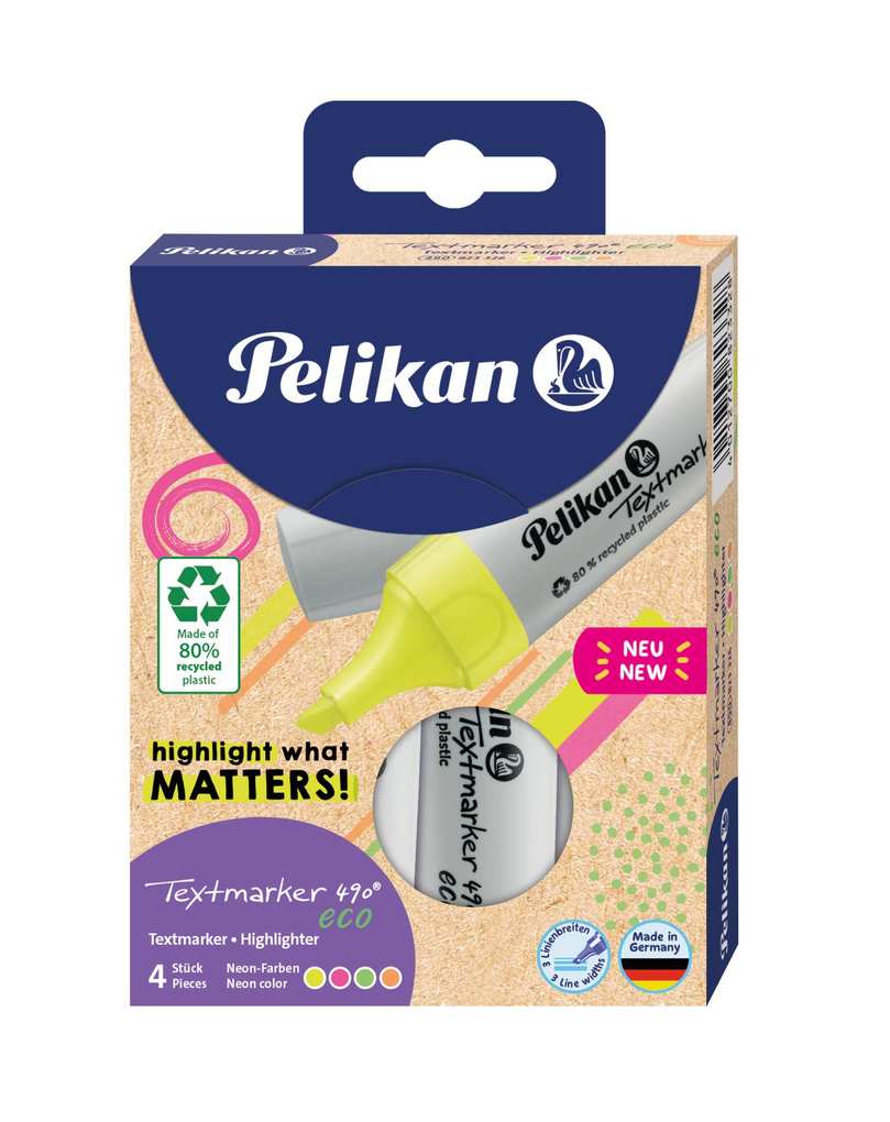 Pelikan Marker 490® eco Set aus 4 Neon-Farben im Etui
