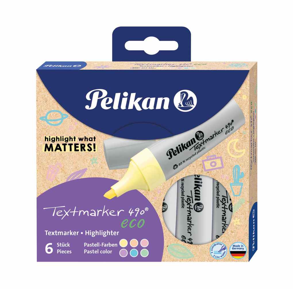Pelikan Marker 490® eco Set aus 6 Pastell-Farben im Etui
