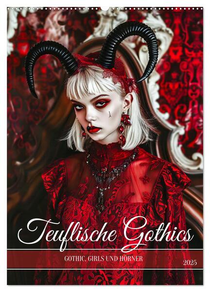 Teuflische Gothics - Gothic Girls und Hörner (Wandkalender 2025 DIN A2 hoch) CALVENDO Monatskalender
