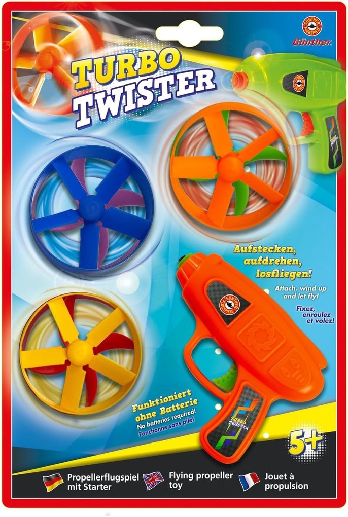 Paul Günther 1687 - Turbo Twister Propellerflugspiel mit Startpistole und 6 Rotoren ab 5 Jahren