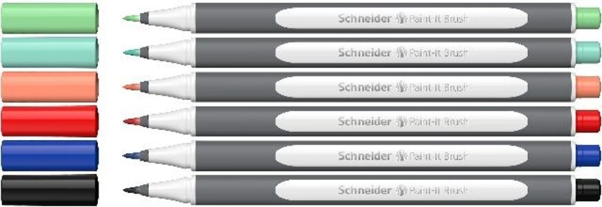 Schneider Brushpen Paint-It 070 sortiert Karton-Etui 6er Set V2 5+1