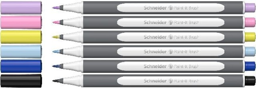 Schneider Brushpen Paint-It 070 sortiert Karton-Etui 6er Set V1 5+1