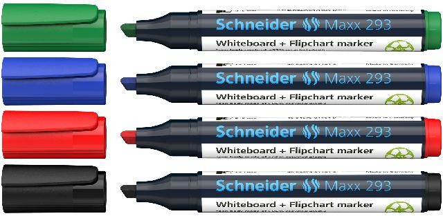 Schneider Whiteboard-Marker Maxx 293 4er Etui farbig sortiert