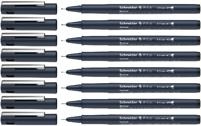 Schneider Fineliner Pictus Strichstärken 005 - 09 mm 8er Set