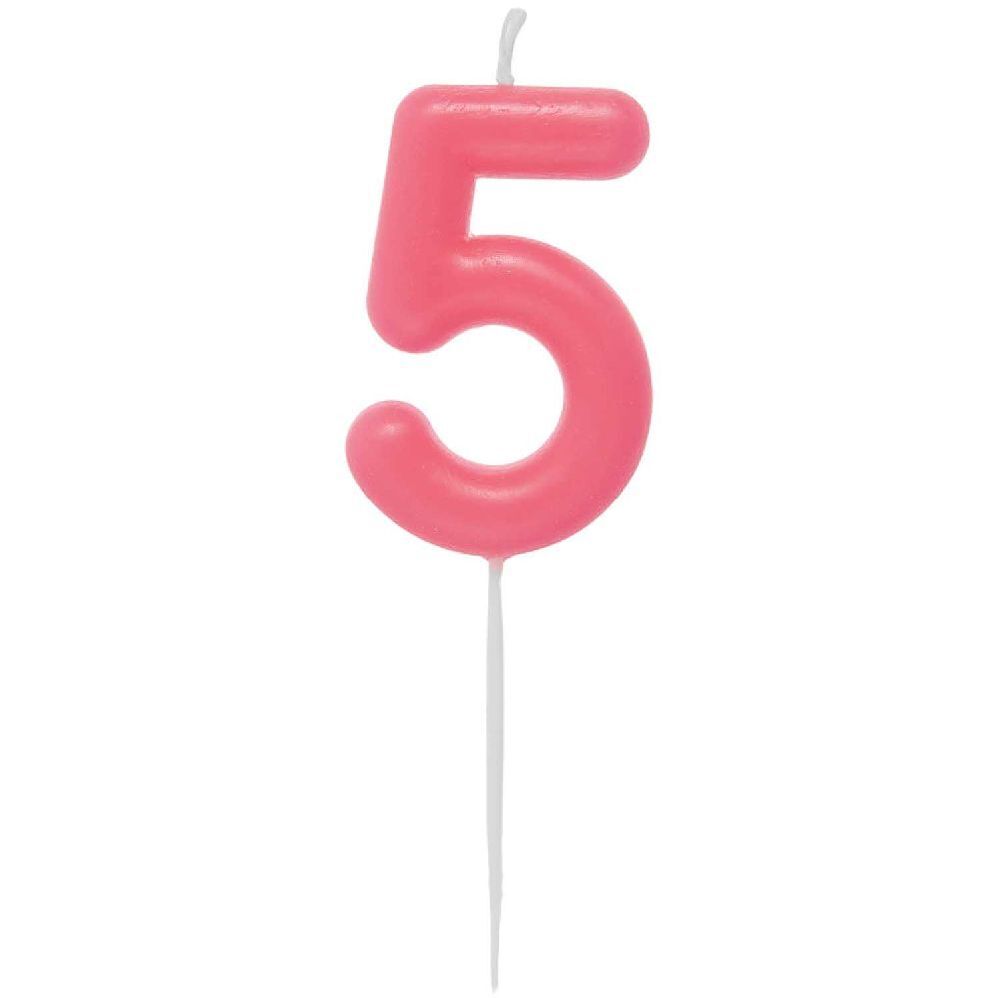 Zahlenkerze 5 Neon Pink