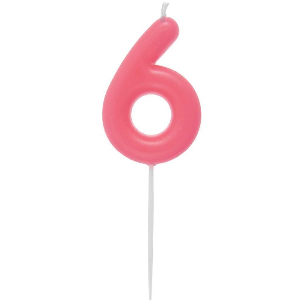 Zahlenkerze 6 Neon Pink
