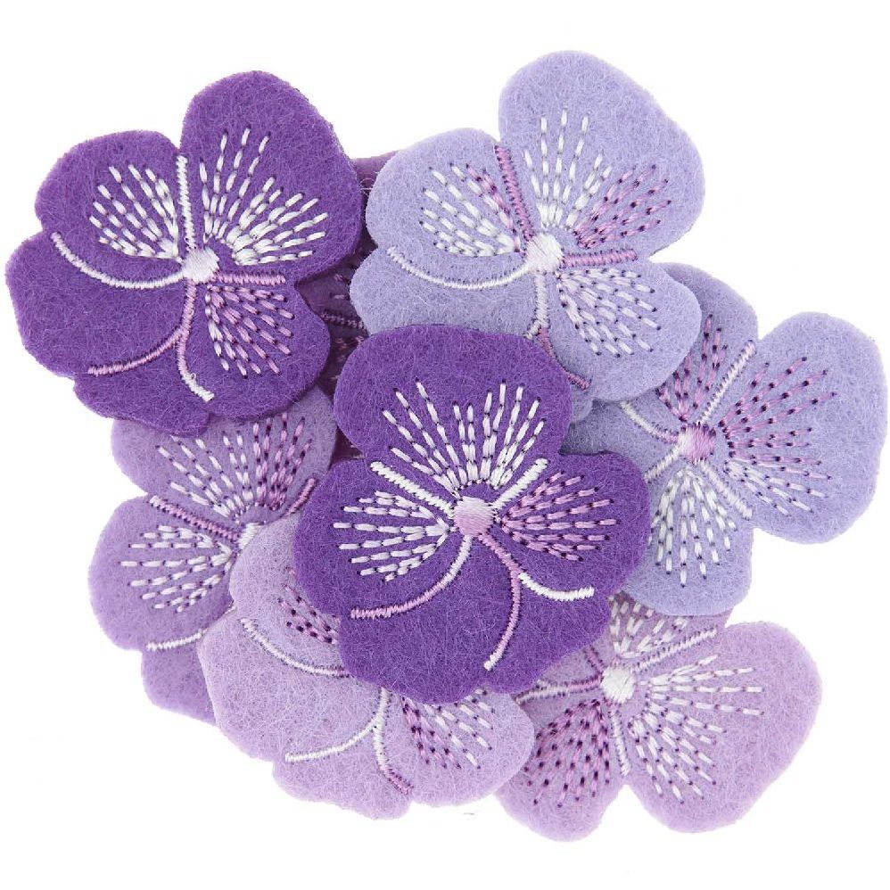 Filzstreu Stiefmütterchen violett bestickt 8 Stk