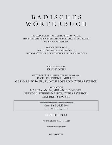 Badisches Wörterbuch Band V/Lieferung 88 Spießförster Sprosse(n)