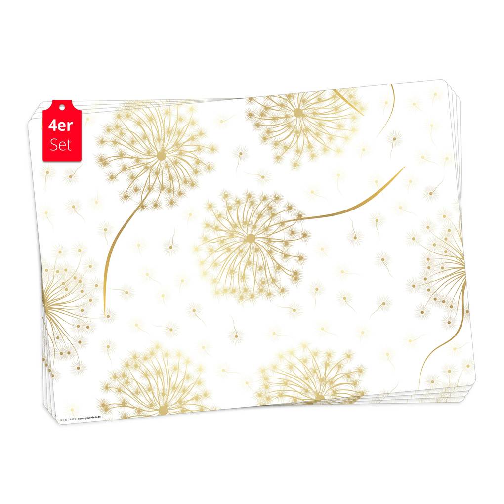 Tischsetmacher Tischsets Goldene Pusteblume aus hochwertigem Vinyl (4 Stück) 44 x 32 cm