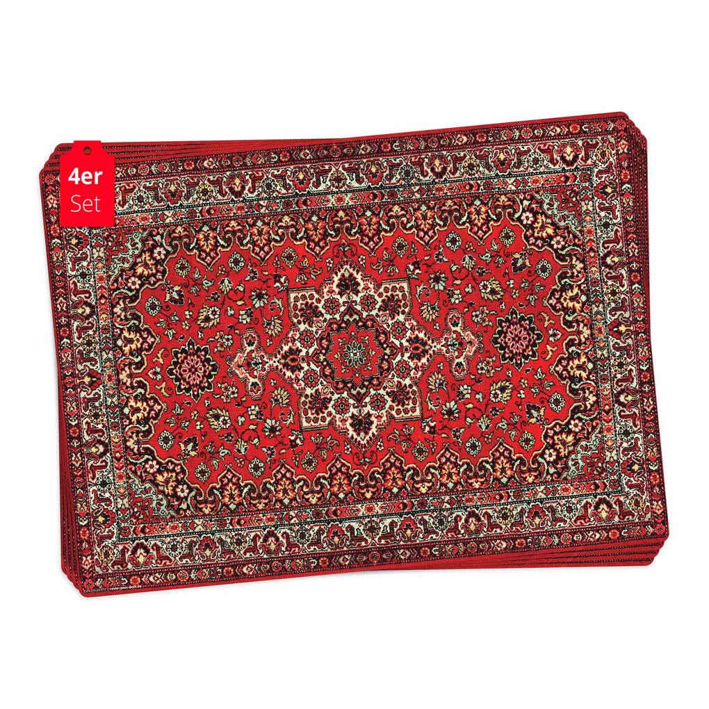 Tischsetmacher Tischsets Orientalischer Teppich in rot aus hochwertigem Vinyl (4 Stück) 44 x 32 cm