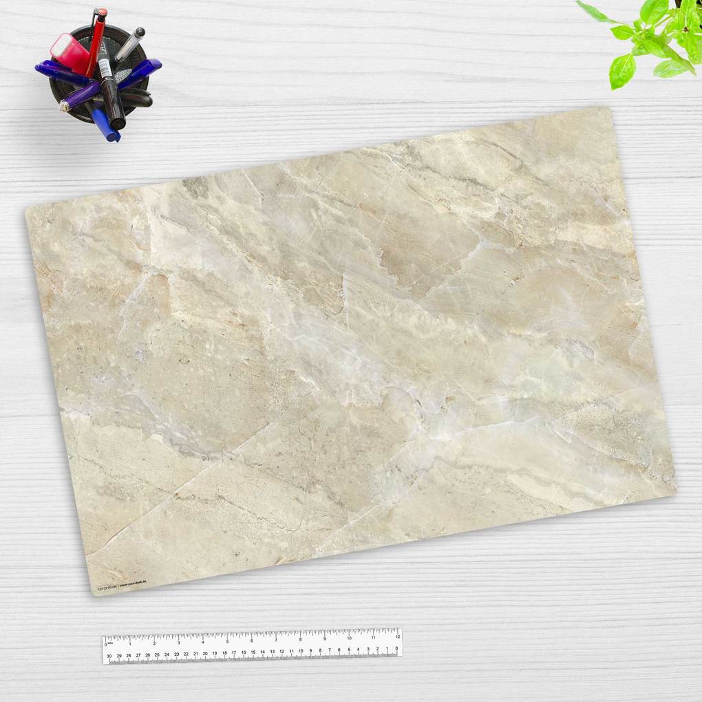 Cover-your-desk Schreibtischunterlage für Kinder sandfarbene Marmorplatte hell aus hochwertigem Vinyl 60 x 40 cm
