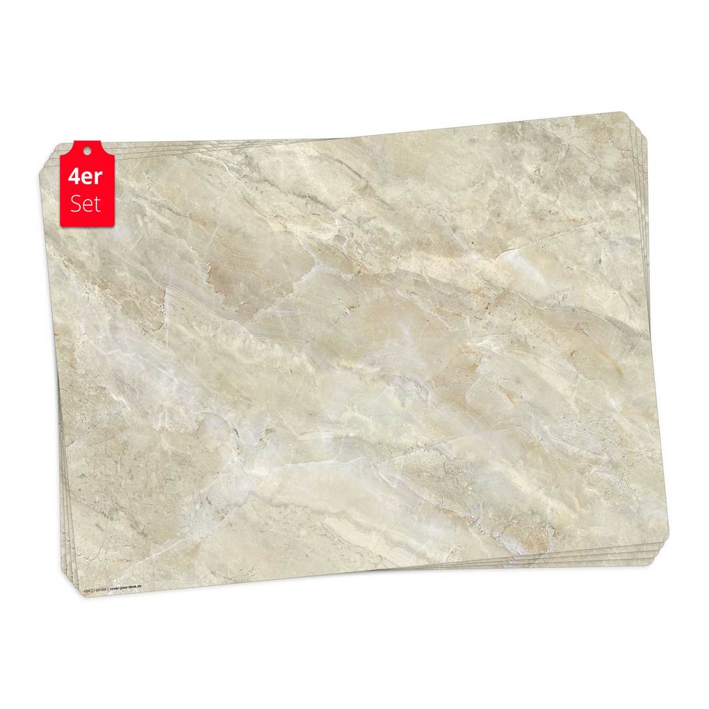 Tischsetmacher Tischsets sandfarbene Marmorplatte hell aus hochwertigem Vinyl (4 Stück) 44 x 32 cm