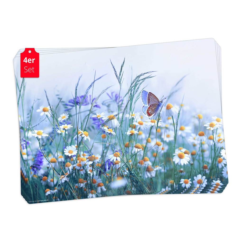 Tischsetmacher Tischsets Wiesenblumen aus hochwertigem Vinyl (4 Stück) 44 x 32 cm
