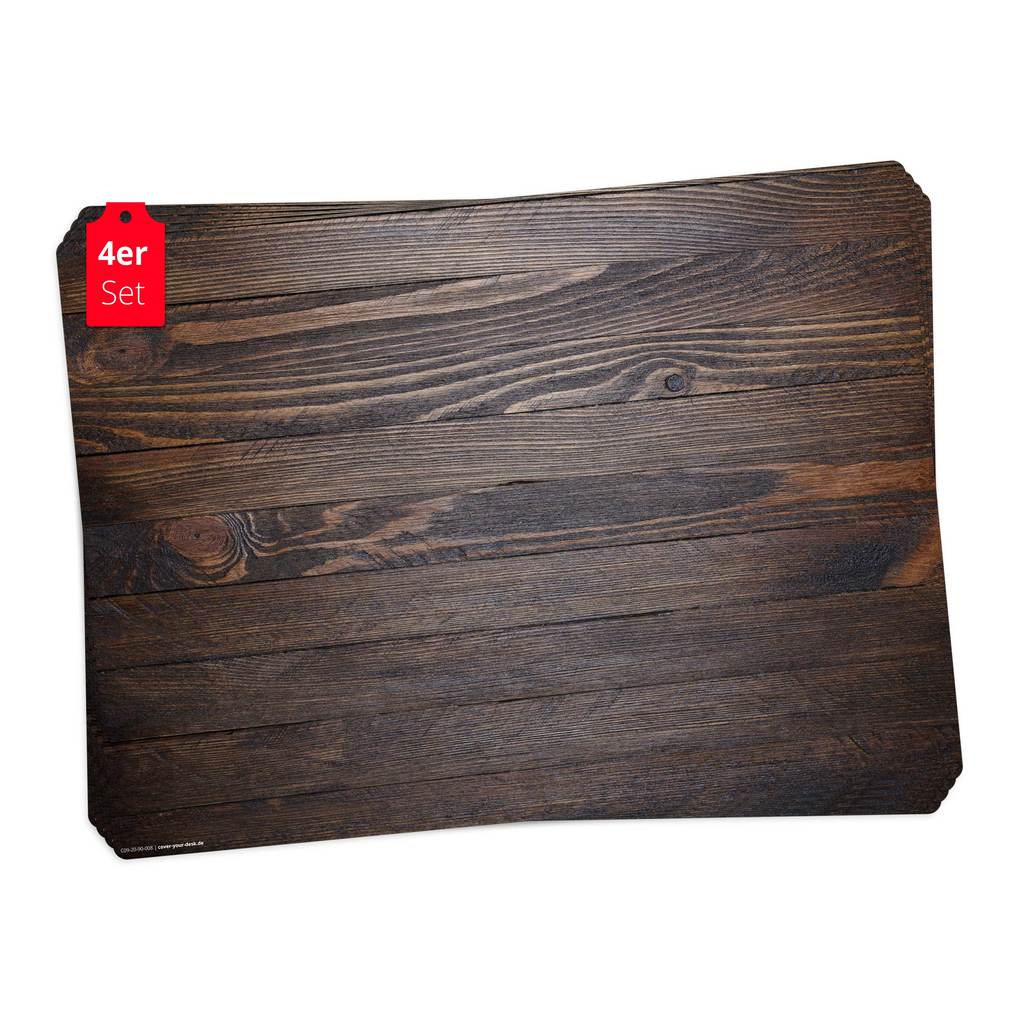 Tischsetmacher Tischsets Holzoptik dunkelbraun aus hochwertigem Vinyl (4 Stück) 44 x 32 cm