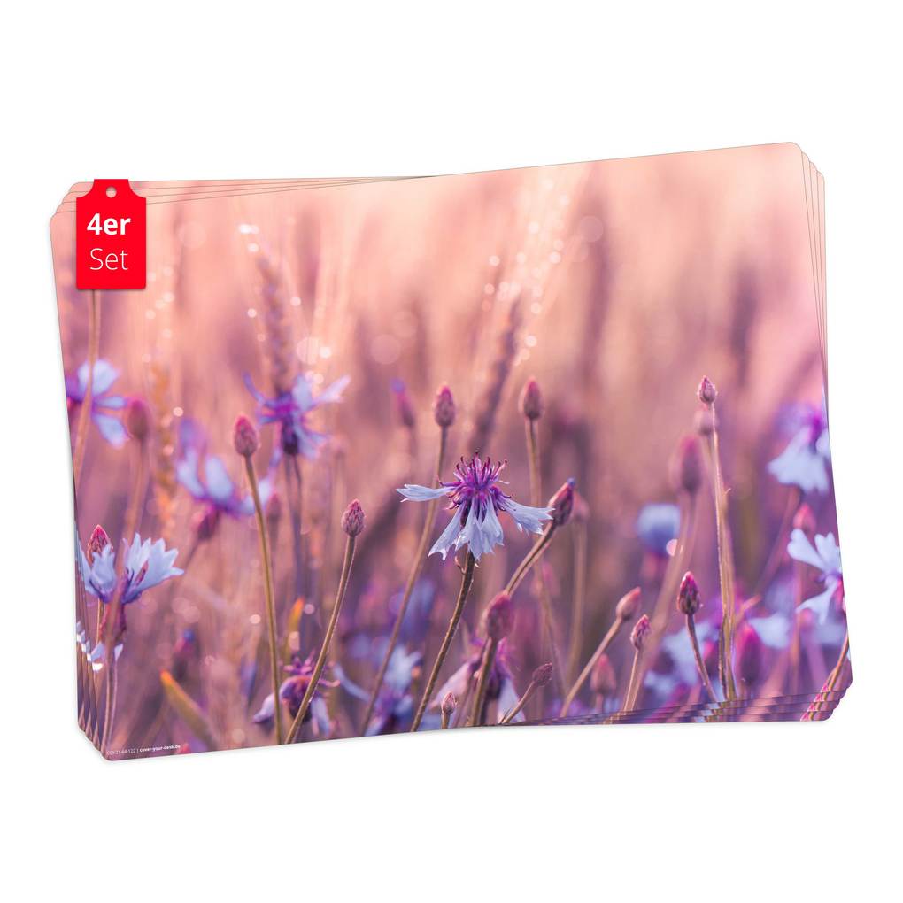 Tischsetmacher Tischsets Kornblumen in der Morgenröte aus hochwertigem Vinyl (4 Stück) 44 x 32 cm