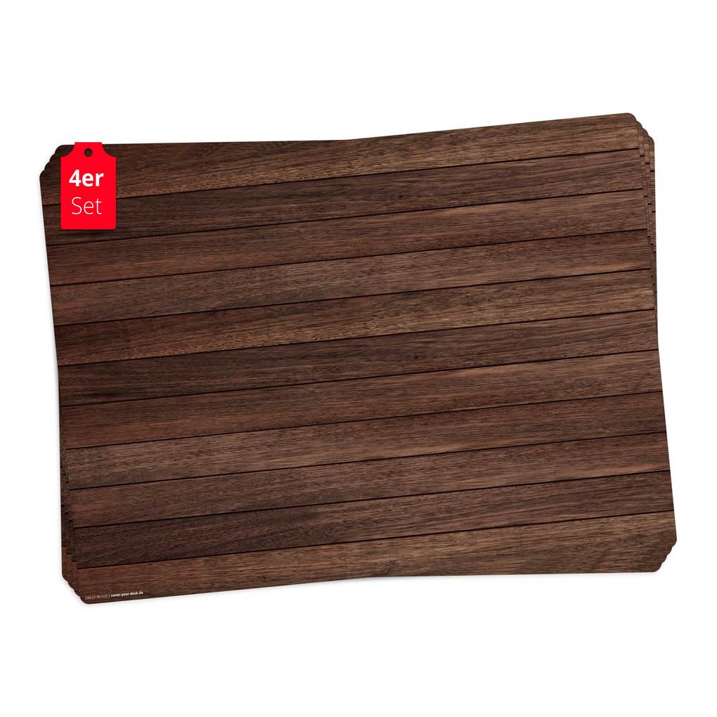 Tischsetmacher Tischsets Braune Holzbretter aus hochwertigem Vinyl (4 Stück) 44 x 32 cm