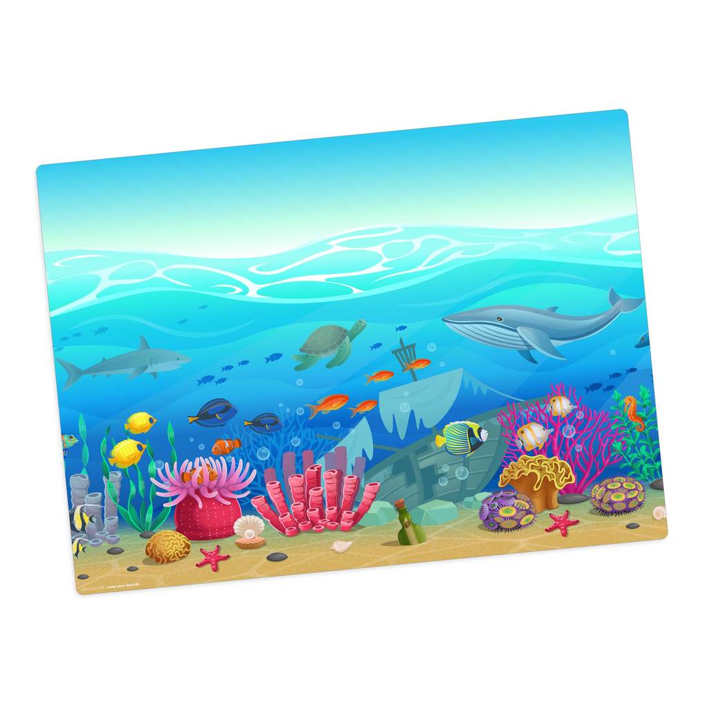 Tischsetmacher Tischset für Kinder Illustrierte Unterwasserwelt für Kinder aus hochwertigem Vinyl 44 x 32 cm