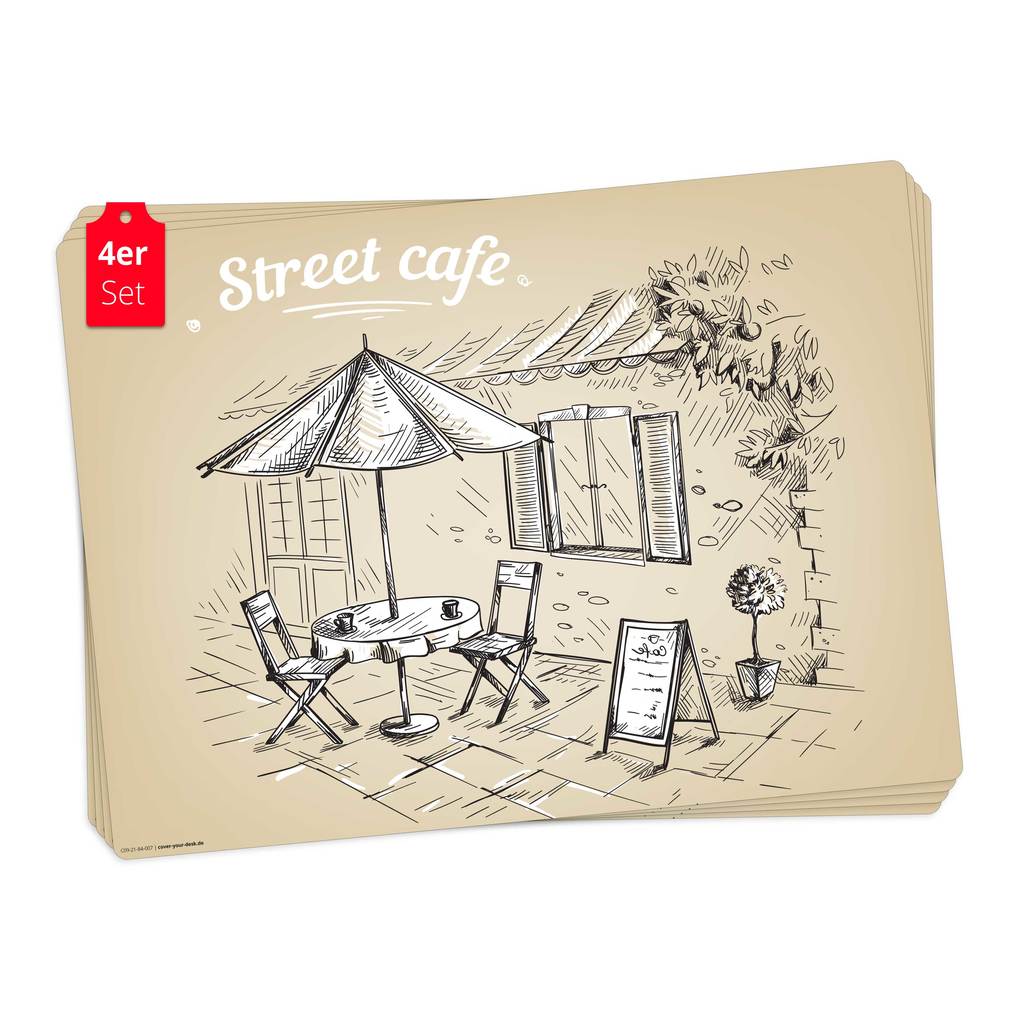Tischsetmacher Tischsets Street Cafe Grafik aus hochwertigem Vinyl (4 Stück) 44 x 32 cm