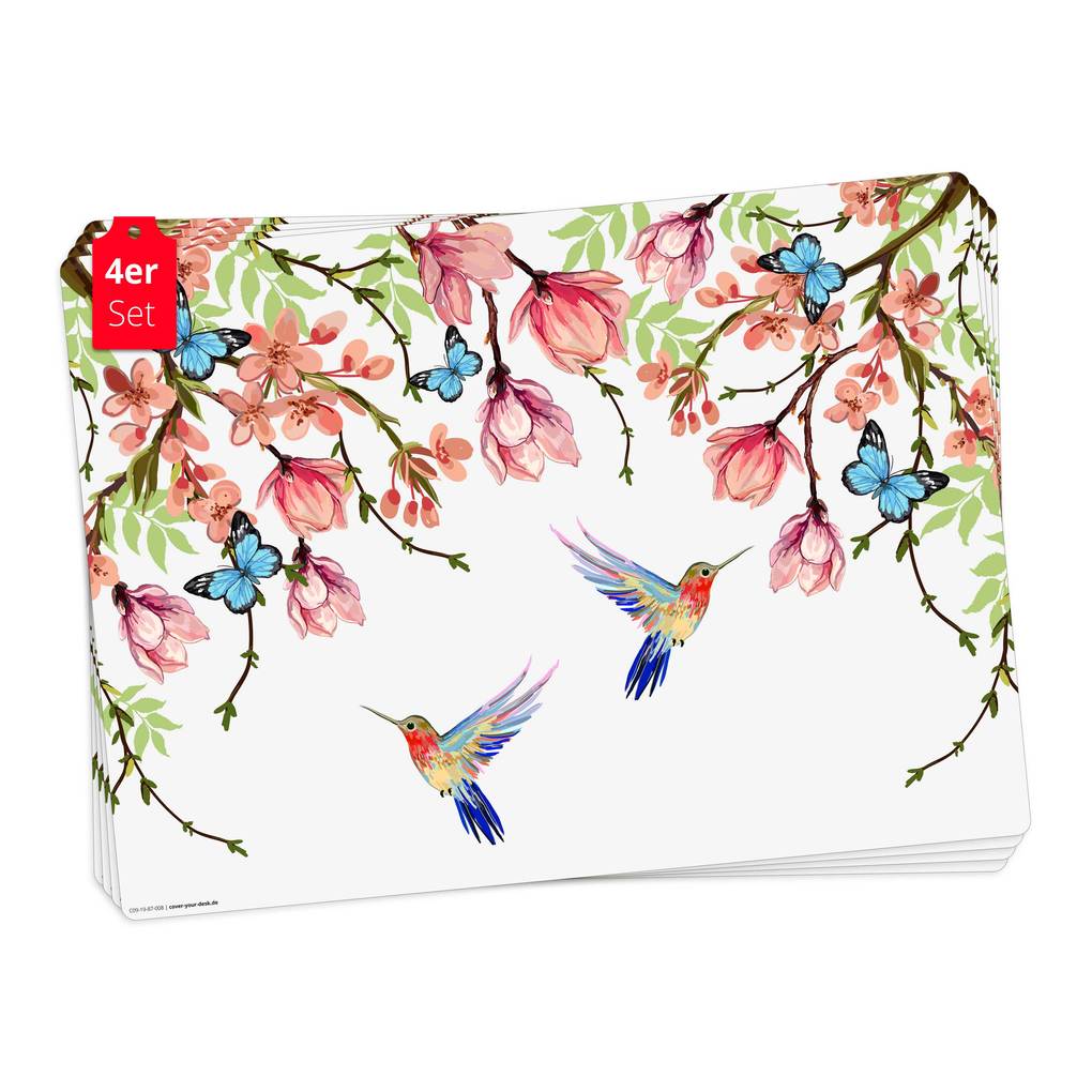 Tischsetmacher Tischsets Kolibris und Schmetterlinge aus hochwertigem Vinyl (4 Stück) 44 x 32 cm