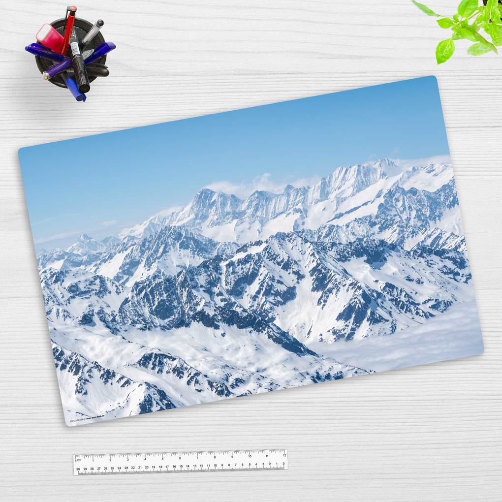 Cover-your-desk Schreibtischunterlage für Kinder Gebirgspanorama im Winter aus hochwertigem Vinyl 60 x 40 cm
