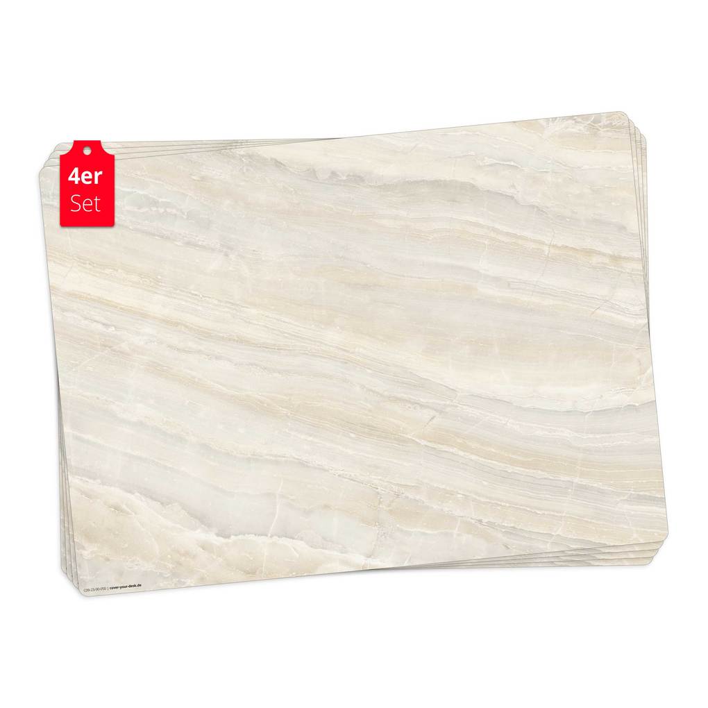 Tischsetmacher Tischsets Marmorplatte mit beiger Maserung aus hochwertigem Vinyl (4 Stück) 44 x 32 cm