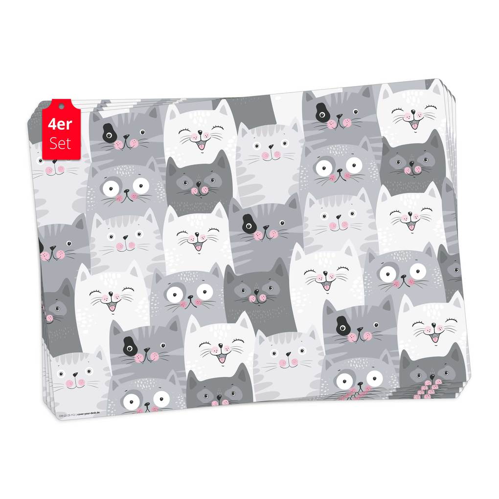 Tischsetmacher Tischsets Katzen-Konferenz aus hochwertigem Vinyl (4 Stück) 44 x 32 cm