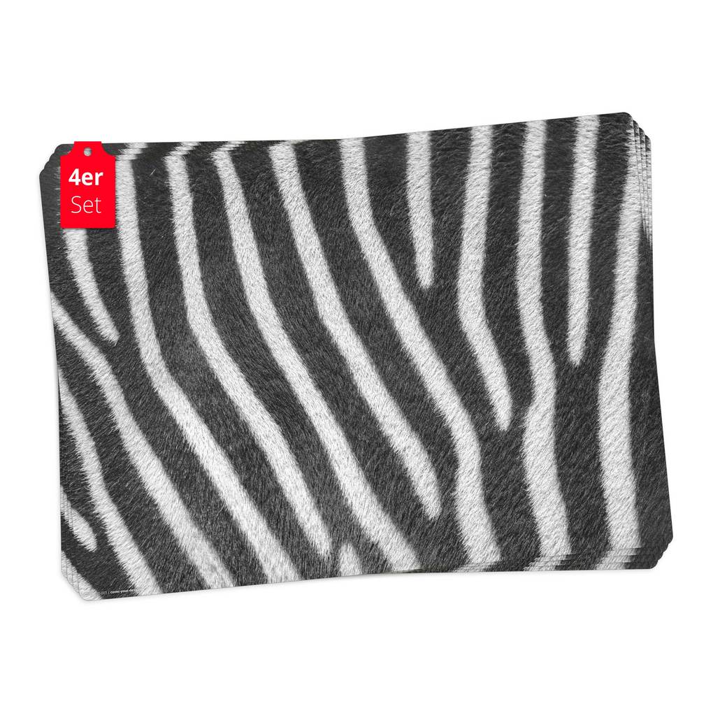 Tischsetmacher Tischsets Zebra Muster aus hochwertigem Vinyl (4 Stück) 44 x 32 cm