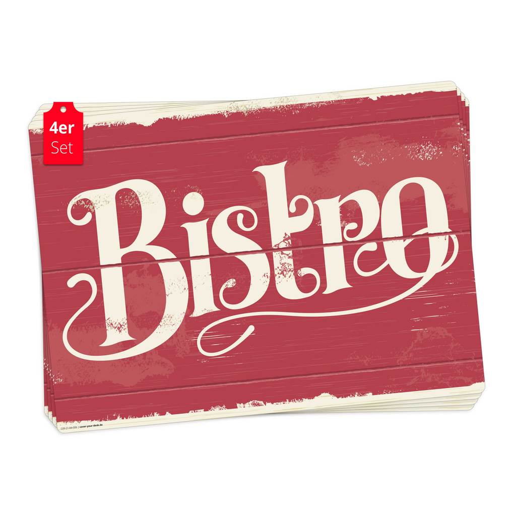 Tischsetmacher Tischsets Bistro Schriftzug Retro aus hochwertigem Vinyl (4 Stück) 44 x 32 cm
