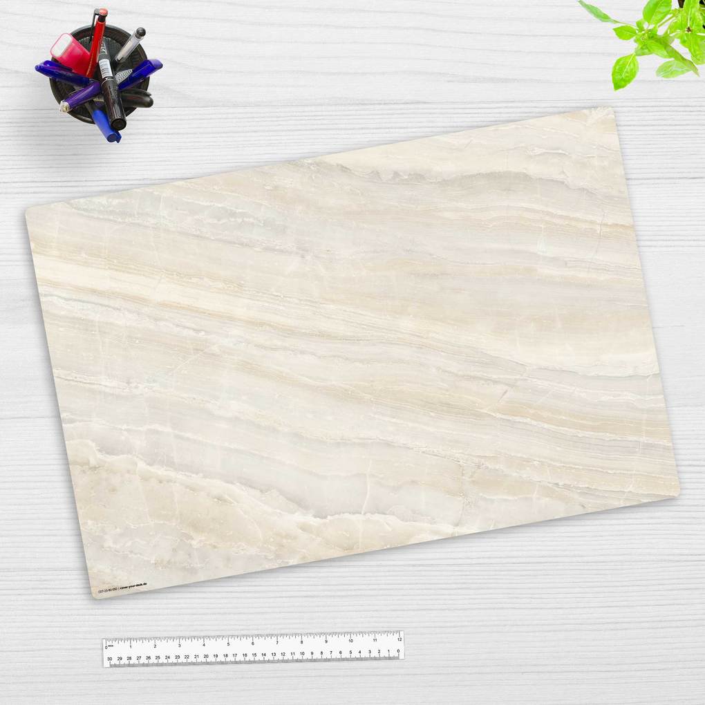 Cover-your-desk Schreibtischunterlage für Kinder Marmorplatte mit schöner beiger Maserung aus hochwertigem Vinyl 60 x 40 cm