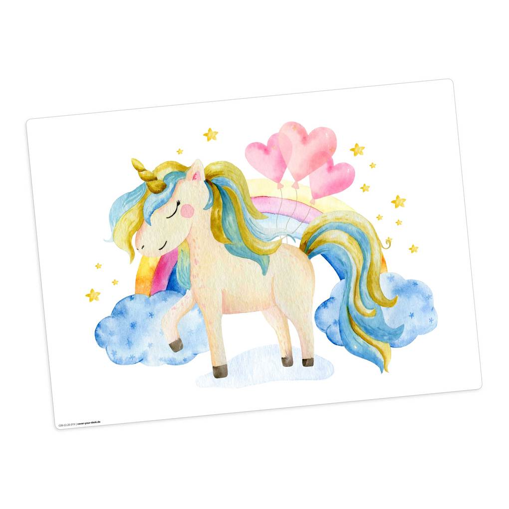 Tischsetmacher Tischset für Kinder Einhorn in den Wolken aus hochwertigem Vinyl 44 x 32 cm