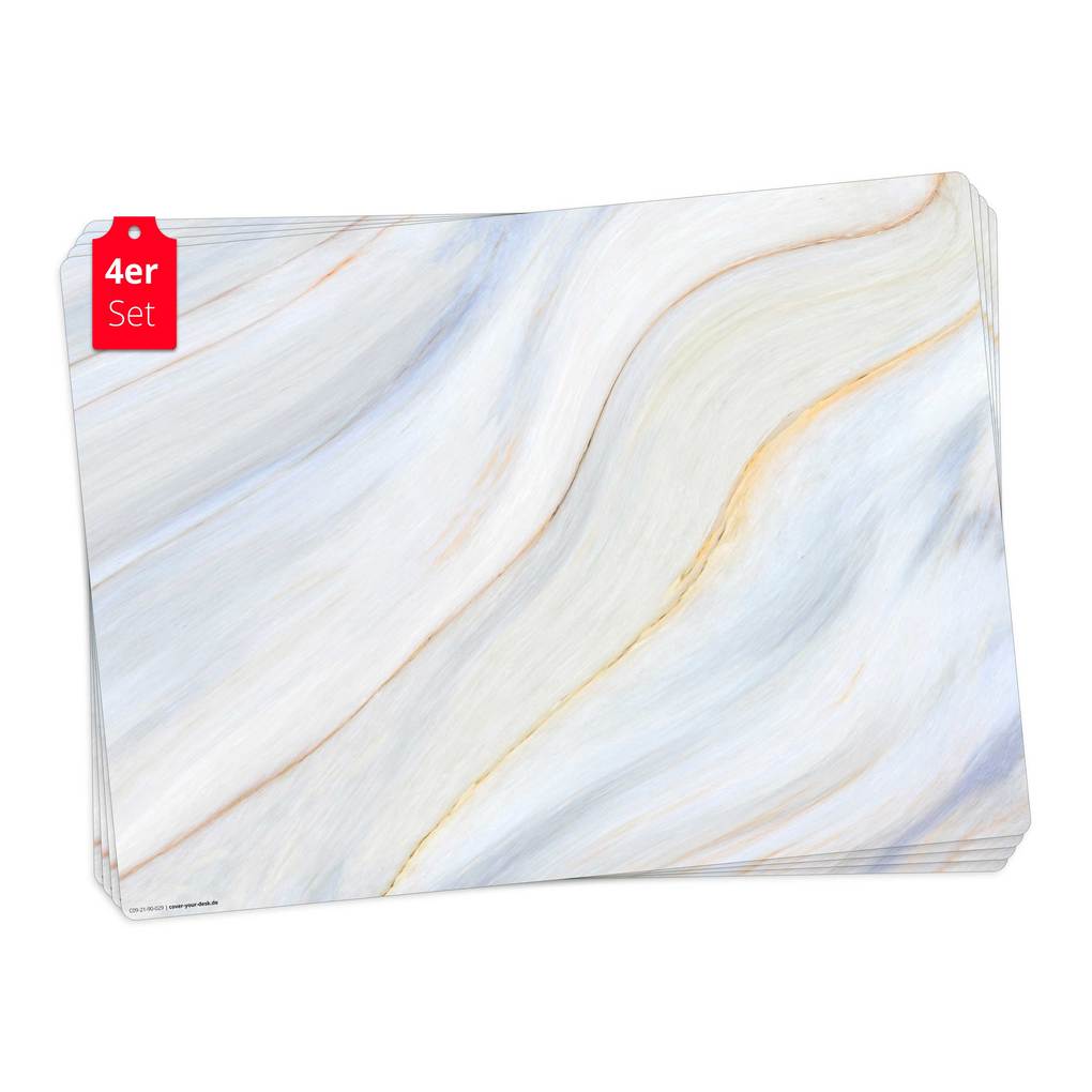 Tischsetmacher Tischsets Cremefarbener Marmor aus hochwertigem Vinyl (4 Stück) 44 x 32 cm