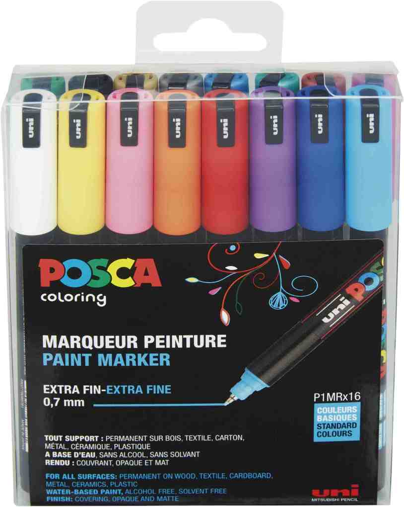 POSCA Pigmentmarker PC-1MR, 16er Box, farbig sortiert