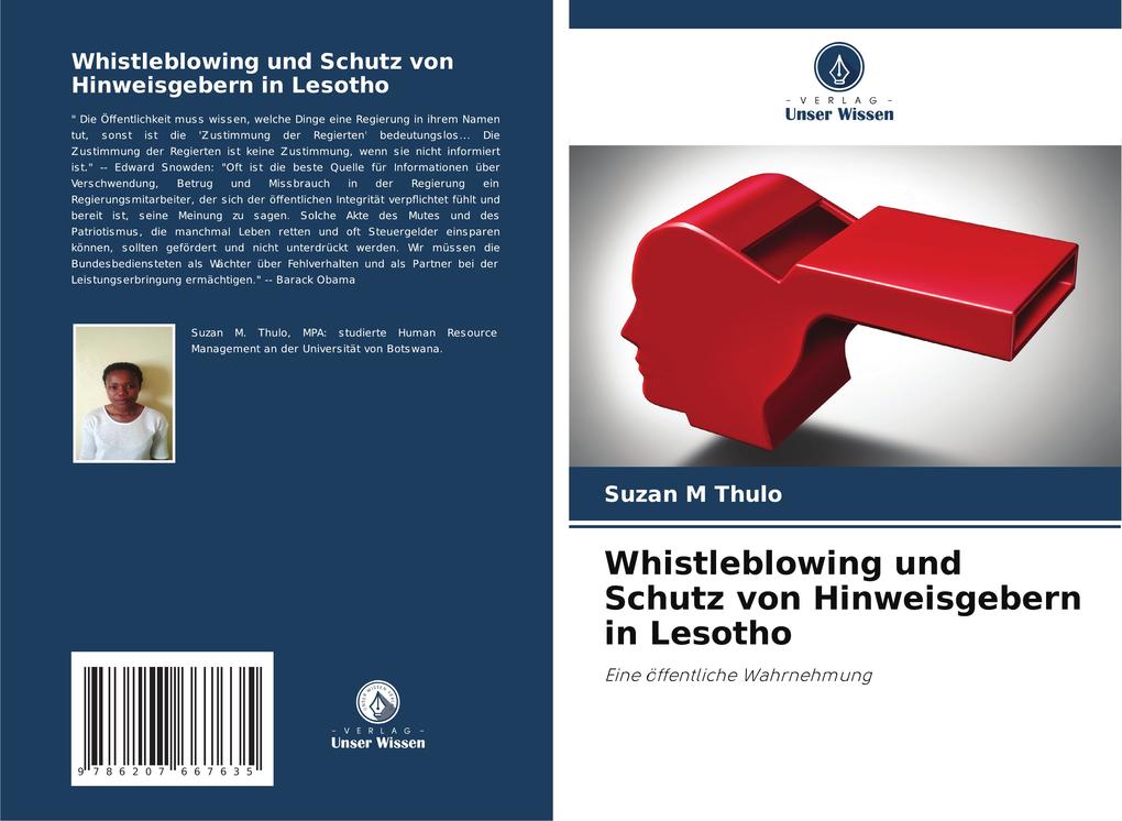 Whistleblowing und Schutz von Hinweisgebern in Lesotho - Suzan M Thulo