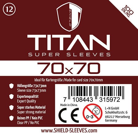Shield Sleeves 1024476 - Shield Titan 12 100 Super Sleeves für Kartengröße 70 x 70 mm Spielkarten-Schutzhüllen
