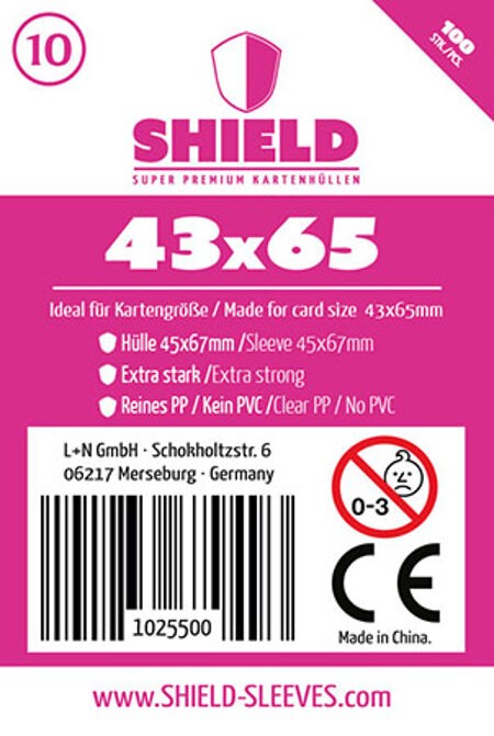 Shield Sleeves 1025500 - Shield 10 100 Super Premium Kartenhüllen für Kartengröße 43 x 65 mm Spielkarten-Schutzhüllen