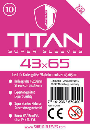 Shield Sleeves 1025501 - Shield Titan 10 100 Super Sleeves für Kartengröße 43 x 65 mm Spielkarten-Schutzhüllen