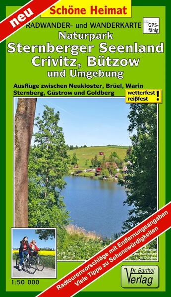 Radwander- und Wanderkarte Naturpark Sternberger Seenland Crivitz Bützow und Umgebung