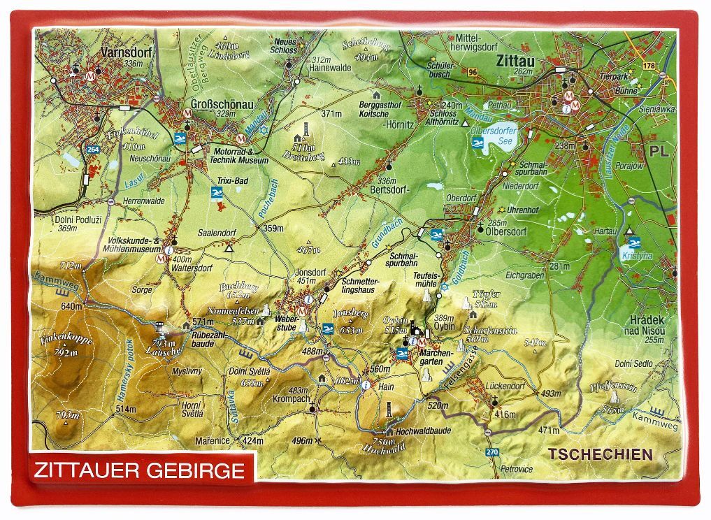 Zittauer Gebirge Reliefpostkarte