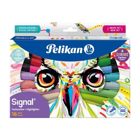 Pelikan Textmarker Signal Eulen Print 16er Set