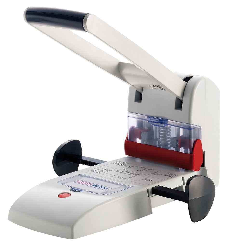 NOVUS Blocklocher B2200 - 200 Blatt, 4-fach Lochung möglich, Anschlagschiene, lichtgrau