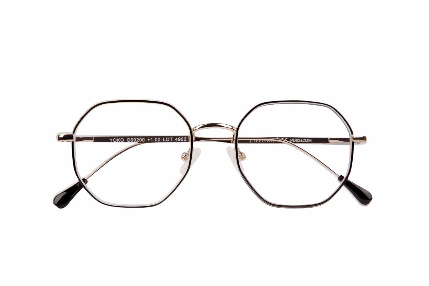 Lesebrille YOKO schwarz-gold +1.00 dpt mit Etui