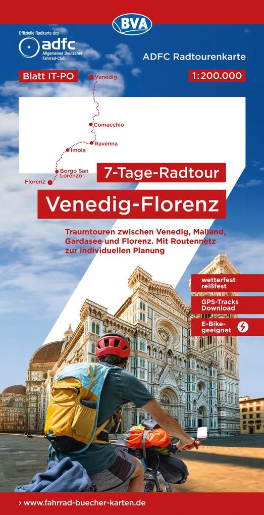 BVA ADFC Radtourenkarte 7-Tage-Radtour Venedig-Florenz 1:200.000