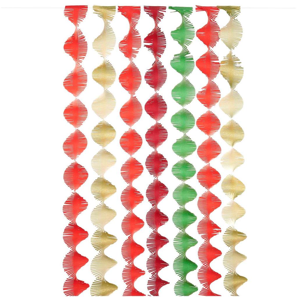 Krepp Girlanden Weihnachtsmix FSC MIX 7 Stk 175 cm x 3 m inkl. 2 m Kordel