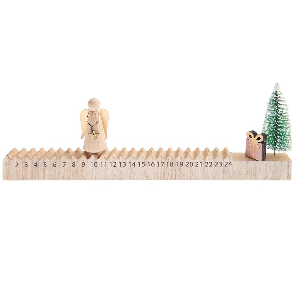 Schiebe-Adventskalender Engel Holz 35x25x105cm FSC 100%