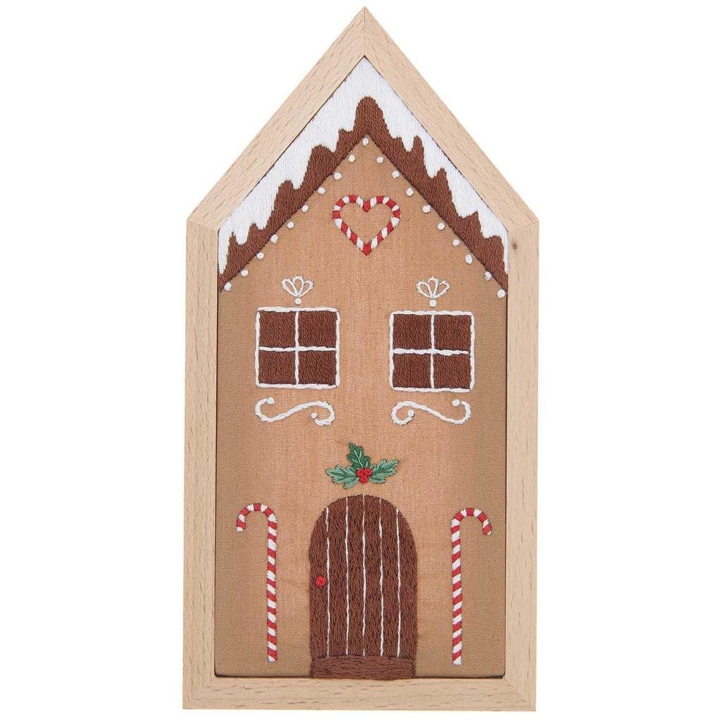 Stickpackung vorgezeichnet Lebkuchenhaus klein inkl. Dekostickrahmen 9x18cm