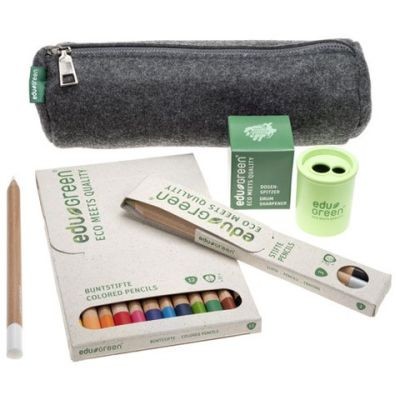 eduGREEN® 18er Set: 12 Buntstifte 4 Stifte Gold Silber Graphit Weiß