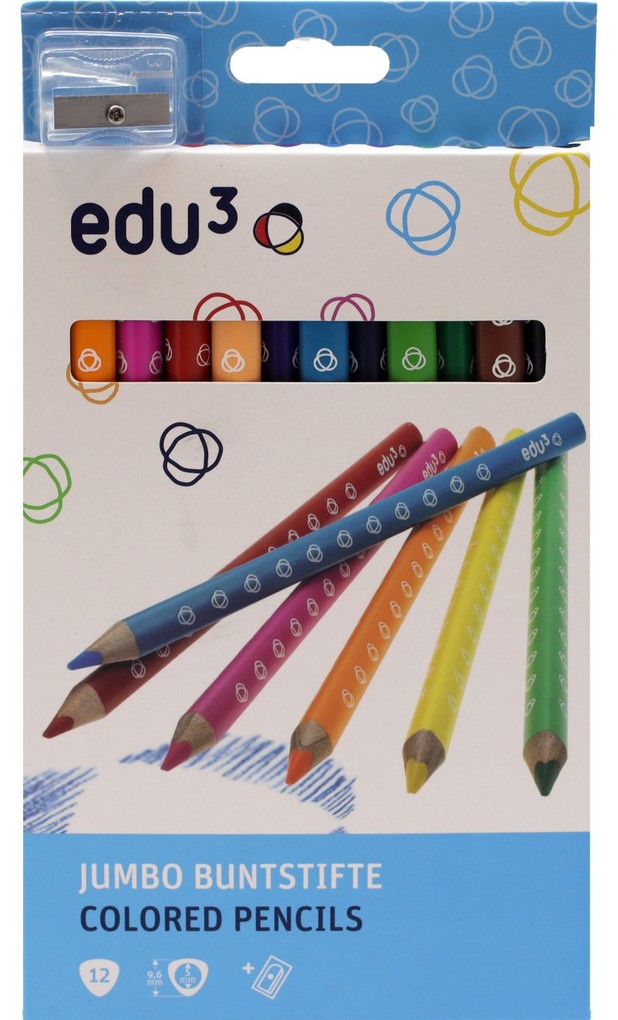 eagle kreativ Edu³ Jumbo Tri Buntstifte 12er Set Inkl. Spitzer