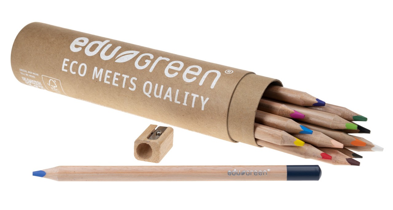 edugreen Buntstifte dreikant Runddose 14er Set inkl. Spitzer
