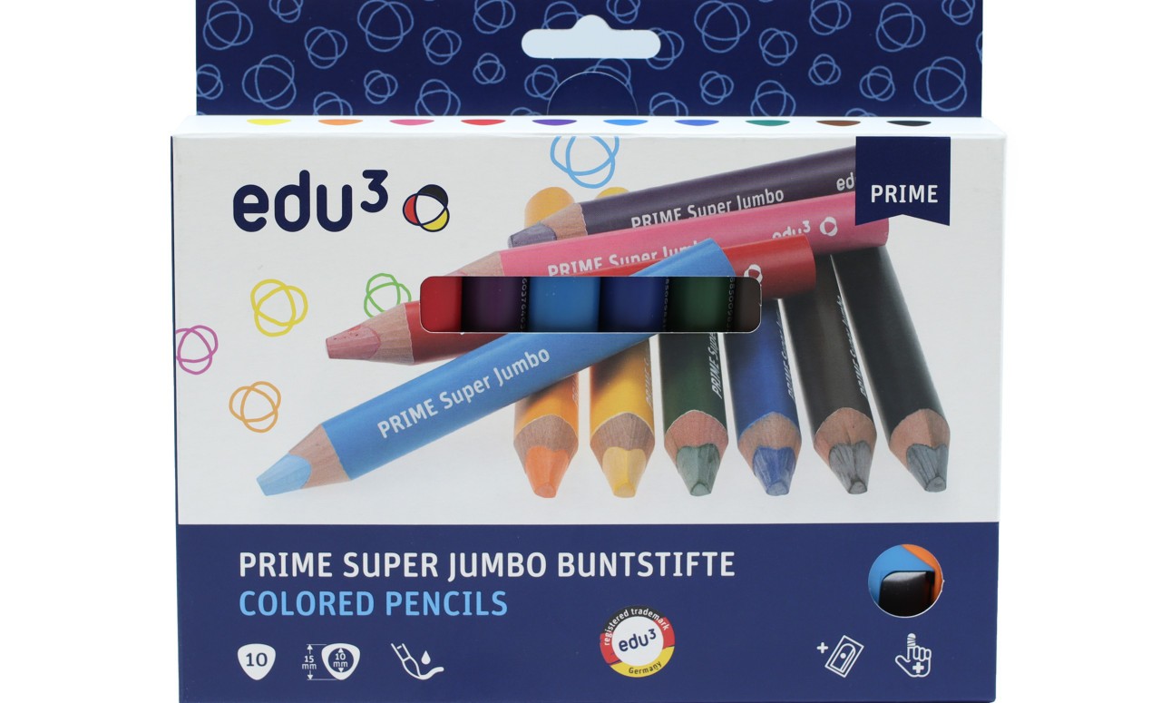 edu³ PRIME Super Jumbo Buntstifte 10er Set inkl. Spitzer