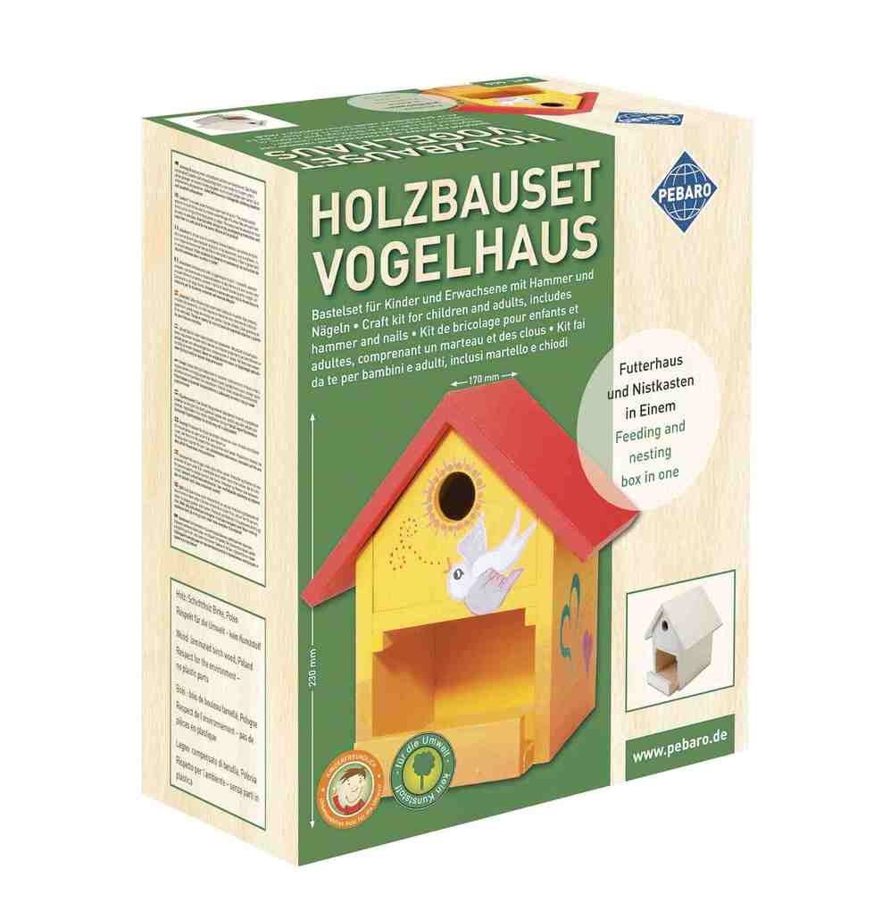 PEBARO 466 - Holzbauset Vogelhaus Futterhaus und Nistkasten in Einem